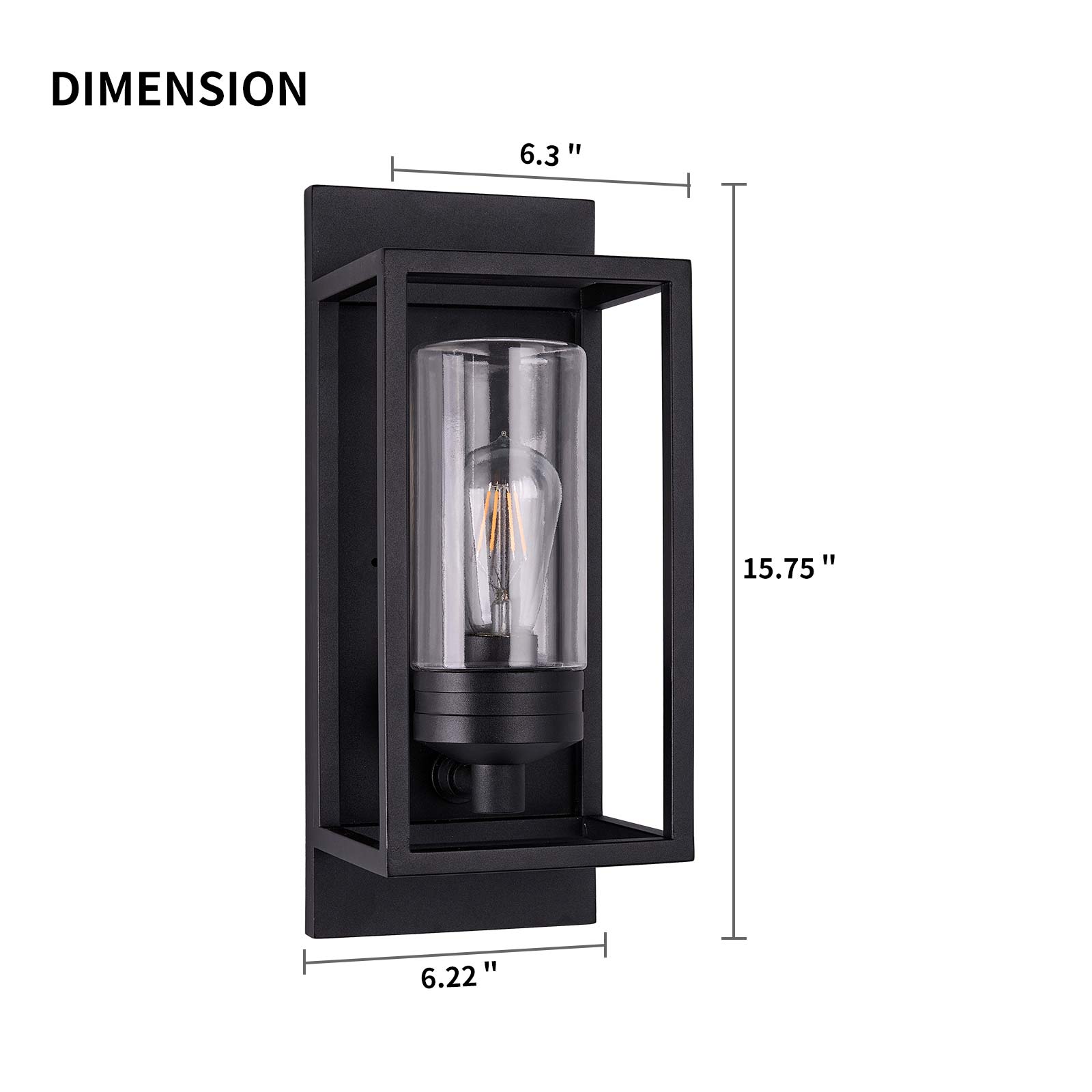 Outdoor Stainless Steel Wall Lantern Color Black Clear Glass Model 609 – LJ  Lighting