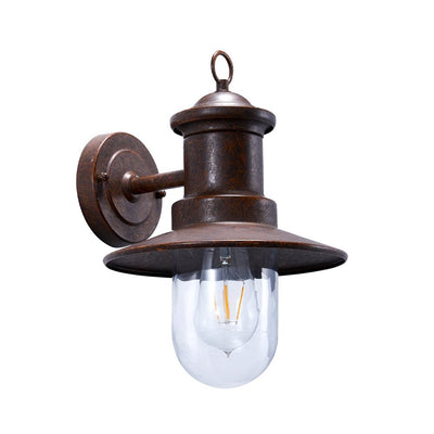 Outdoor Metal Vintage Rusty Barn Light with Clear Glass Shade Color Brown Model C28 - LJ Lighting