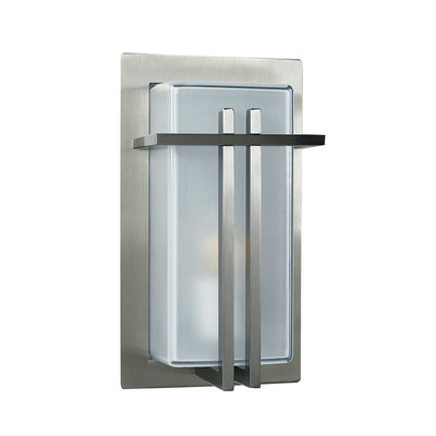 Outdoor Stainless Steel Bulkhead Light Color Silver Frosted Glass Shade Model 4316SS - LJ Lighting