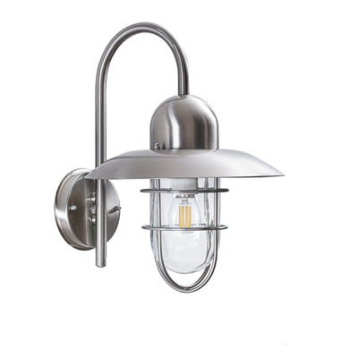 Outdoor Stainless Steel Wall Light Clear Glass Shade Model C14A1 - LJ Lighting